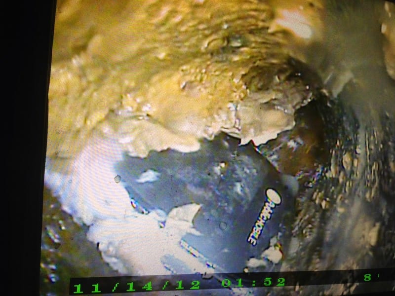 In-pipe sewer camera inspection footage from a Waterman- Aquarius Drain service call